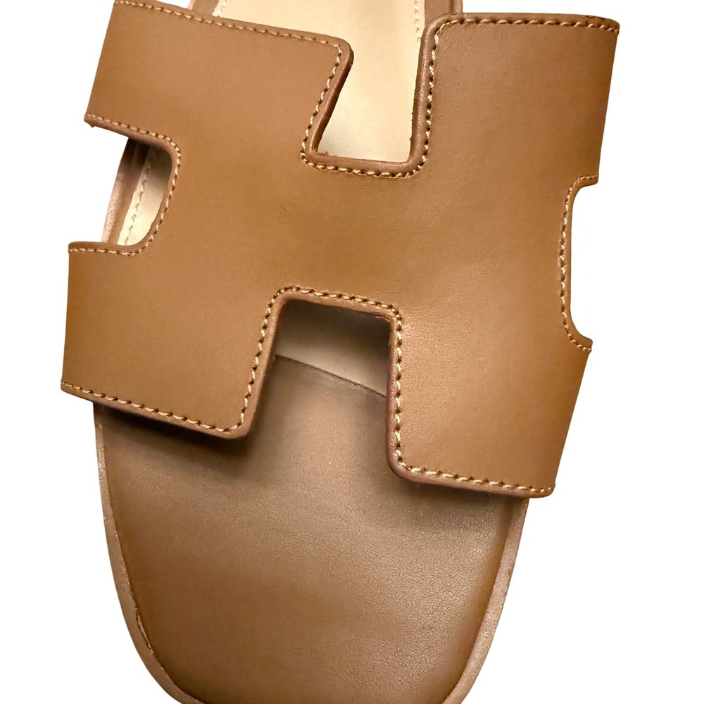 Steven New York Hadyn Cognac Leather H-Cutout Slide Sandals Mens 11 - Picture 5 of 9